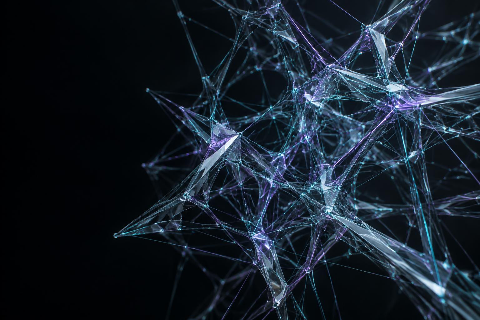 Interconnected crystalline network representing multi-agent intelligence